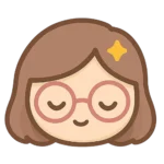 Faithfluencergirl logo – pastel chibi girl face with brown hair, round pink glasses, closed eyes, and a golden star above her head